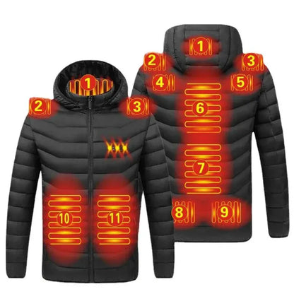 Men'S Parka Winter Warm USB Heating Jackets Smart Thermostat Pure Color Hooded Heated Clothing Male Bobojaco Warm Padded Jacket plush heating pad for period cramps by VYNE – ultra - soft, portable, and cozy